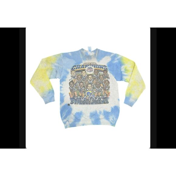 Vintage 2000 St. Louis Rams Super Bowl Champs Tie-Dye Sweater - Picture 1 of 5